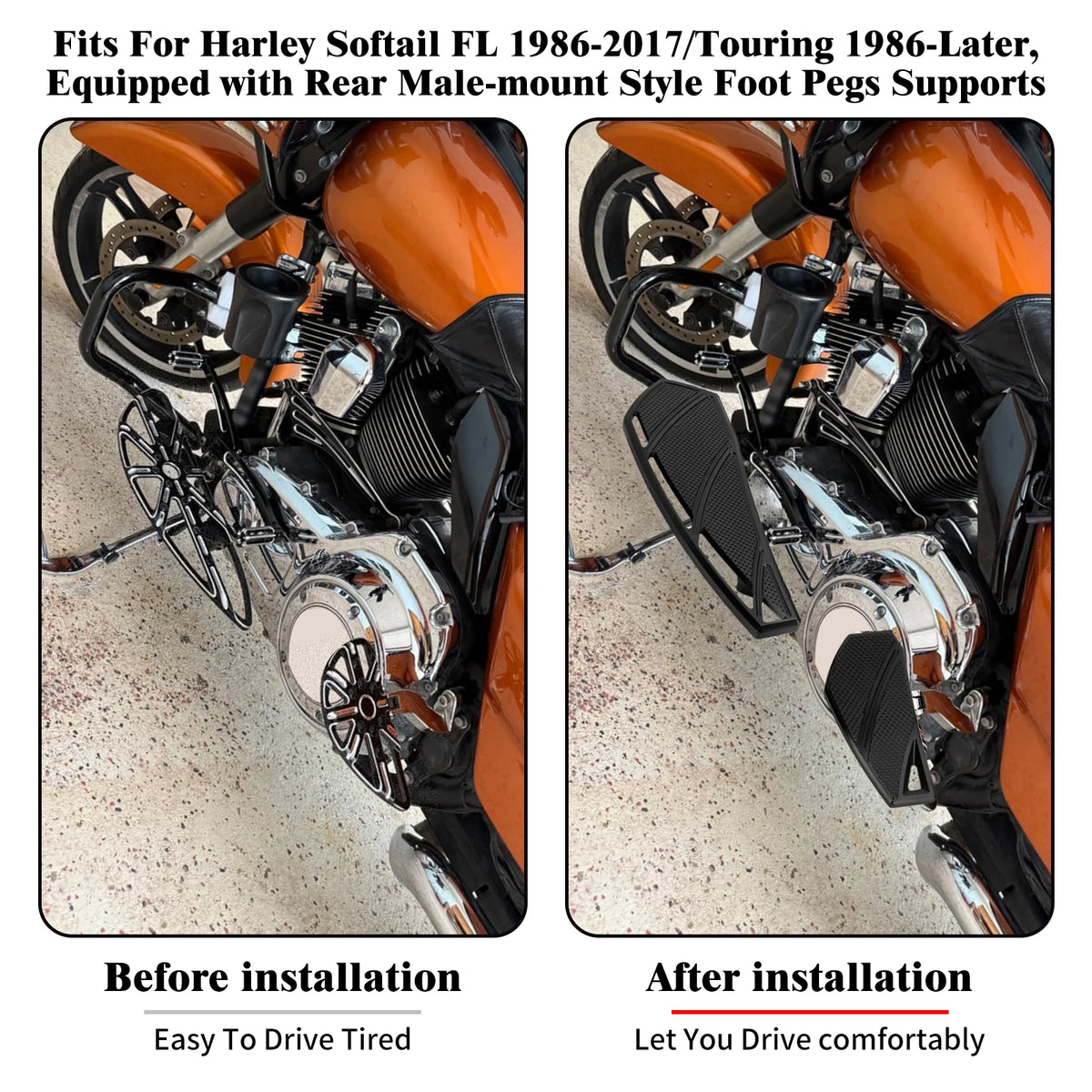 Plancher et repose-pieds en aluminium noir pour moto Harley-Davidson - vue 2