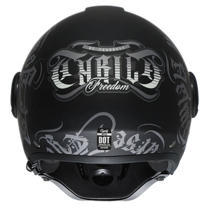 Casque moto modulable rétro avec double visière, vue 3/4 - vue 4