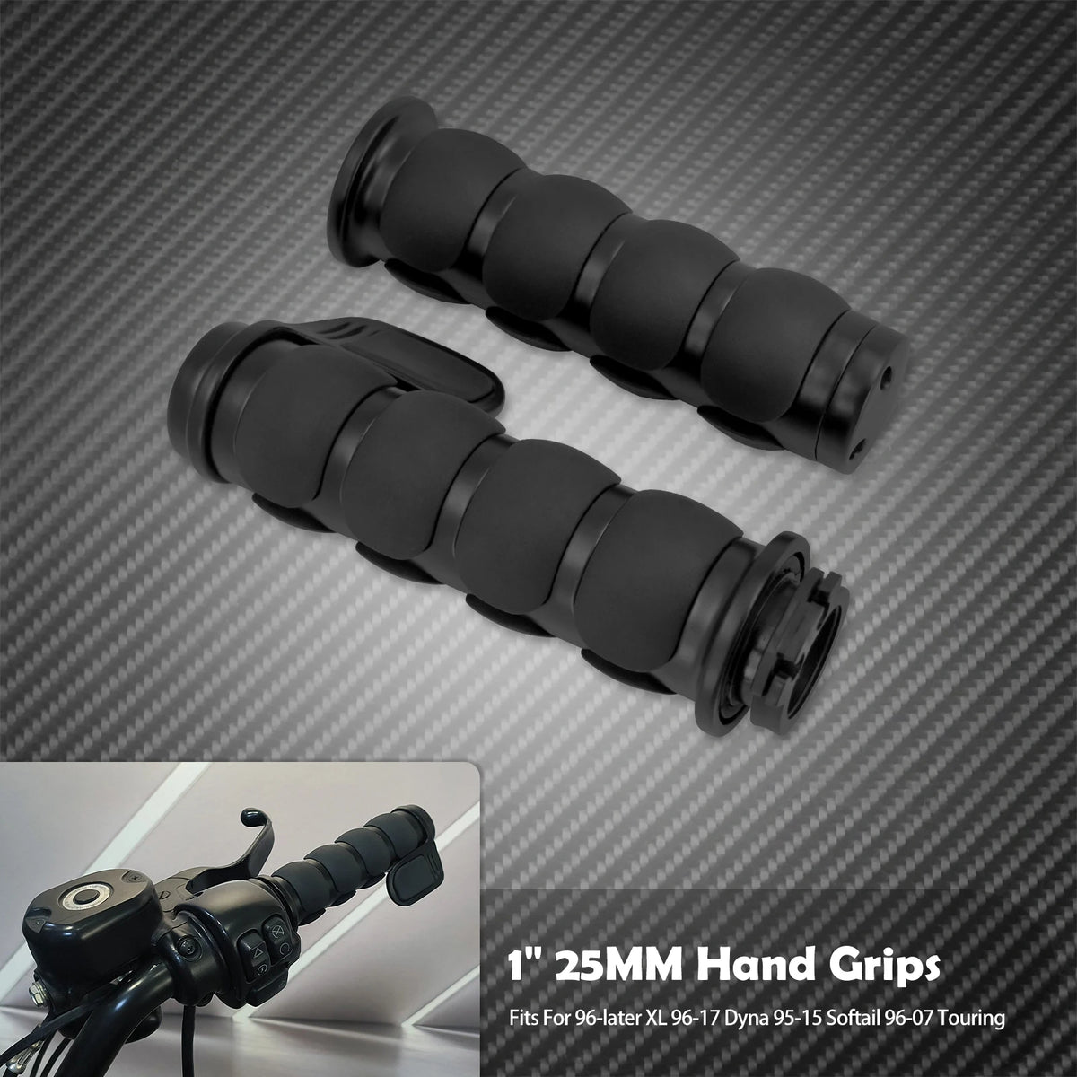 Poignées de guidon 25mm (1 pouce) en aluminium pour Harley-Davidson Touring, Softail, Sportster, Dyna – photo 13/18