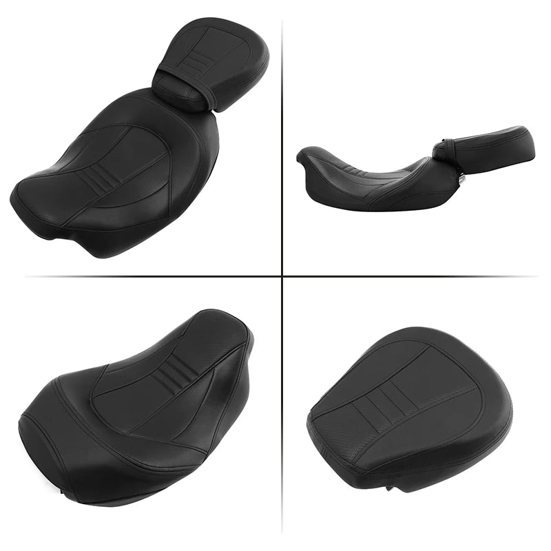 Selle biplace surbaissée en cuir pour Harley-Davidson Touring CVO / Street Glide / Road King (2009-2022)