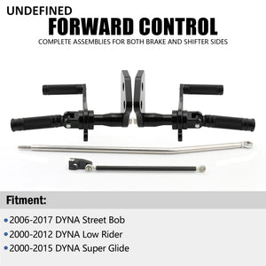 Kit commandes avancées, repose-pieds chrome et noir en aluminium pour Harley-Davidson Dyna Street Bob FXDB 2006-2017, Super Glide 2000-2015 FXDF – photo 2/10