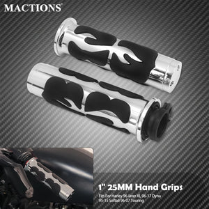 Poignées de guidon 1'' (25mm) style flamme - Harley Sportster, Dyna, Softail, Touring, V-Rod et autres – photo 1/8