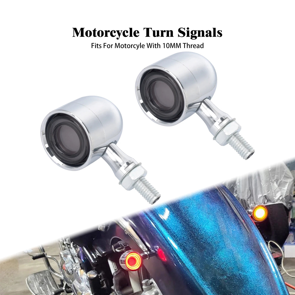 Clignotant LED arrière bullet filetage 10mm, feu stop et position, montage universel - vue 8