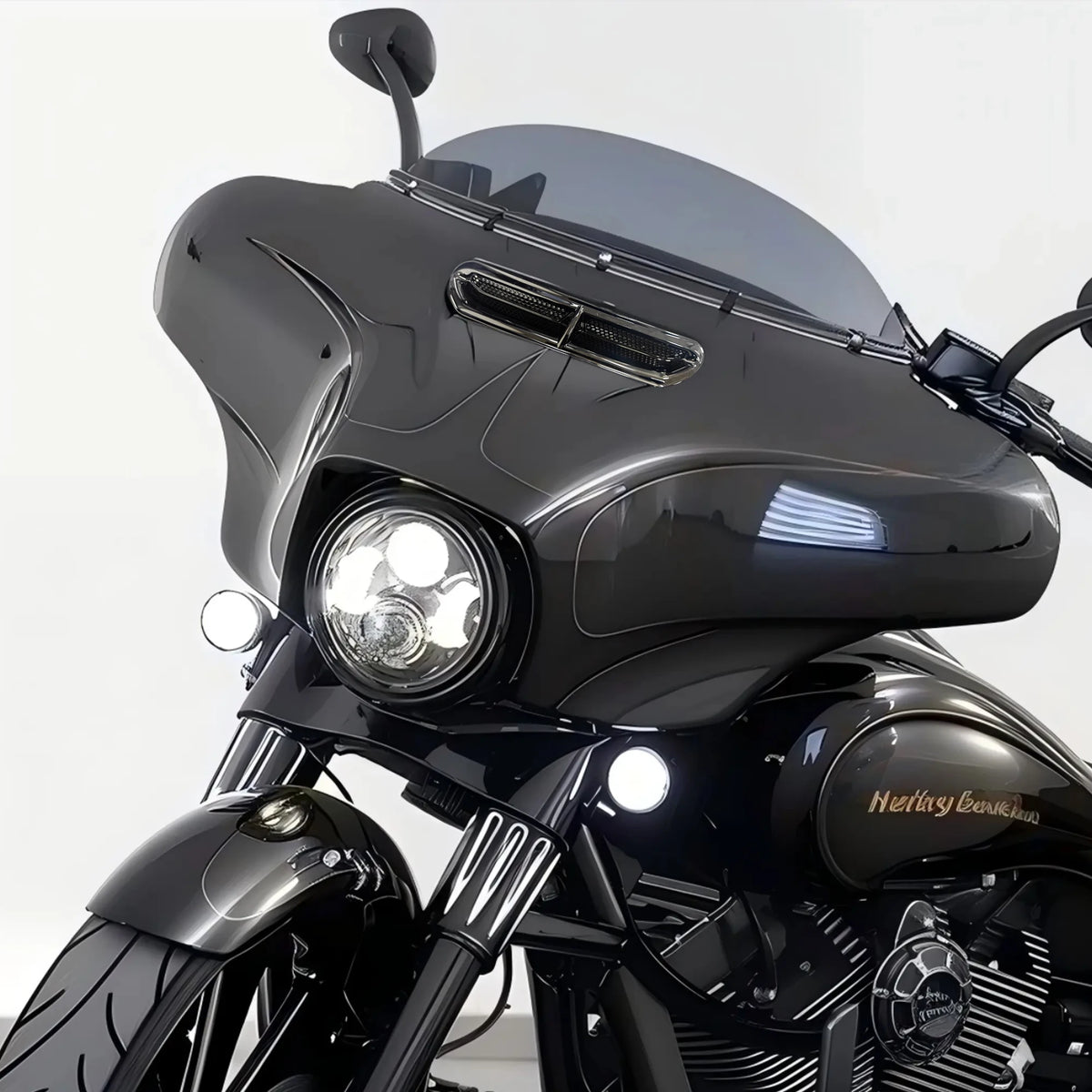 Insert lumineux LED noir intégré à la grille de ventilation d'une Harley-Davidson Street Glide - vue 6