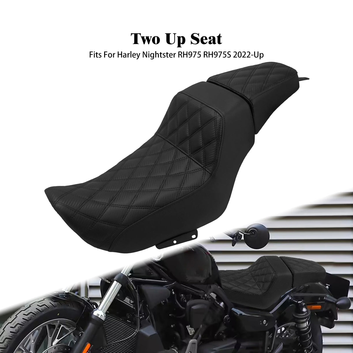 Selle biplace en cuir pour moto Harley-Davidson Nightster - vue 9