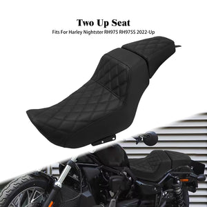 Selle biplace en cuir pour moto Harley-Davidson Nightster - vue 9