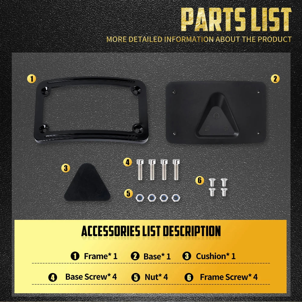 Support de plaque d'immatriculation incliné 3 trous pour Harley-Davidson Softail, FL, Dyna – photo 5/8