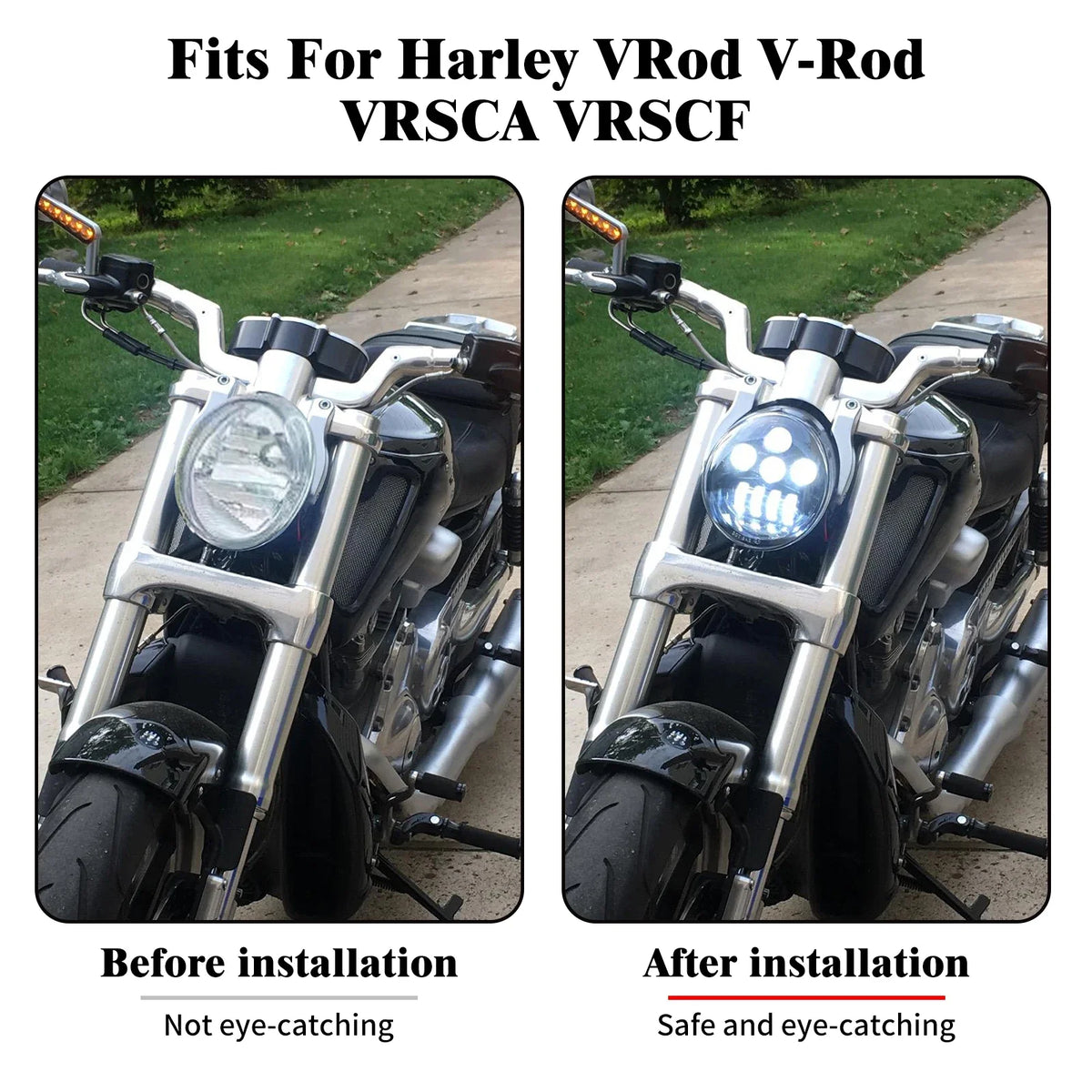 Phare avant LED noir pour Harley-Davidson V-Rod - vue 2