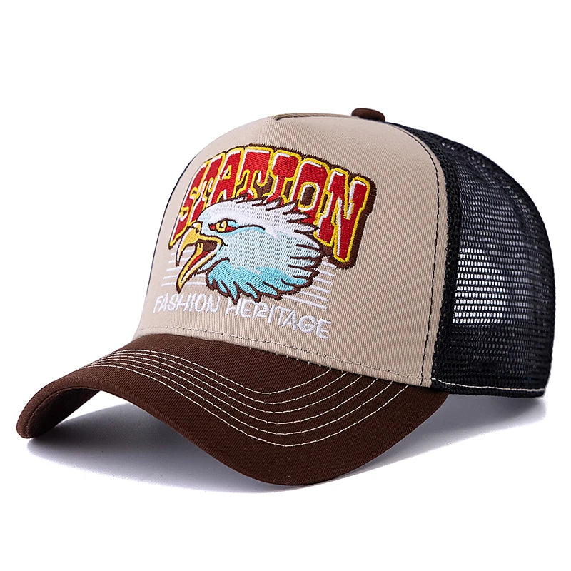 Casquette trucker mesh grise avec motif tête d'aigle - vue de face - vue 9