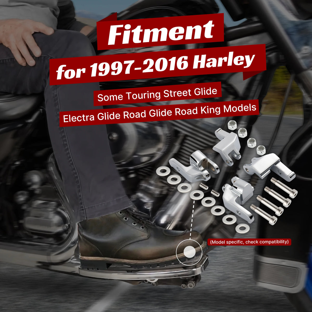 Supports de déport des marchepieds conducteur pour Harley-Davidson Touring et Trike 1997-2016 – photo 2/6