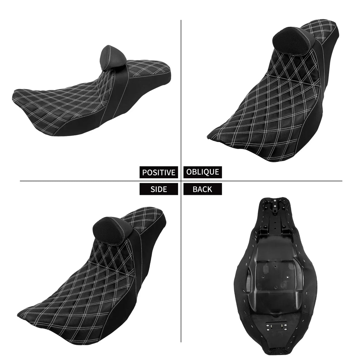Selle biplace noire avec dossier pilote pour Harley-Davidson Road Glide - vue 4
