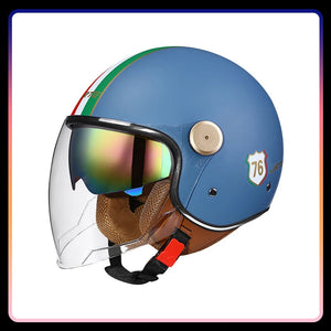 Casque moto jet rétro ouvert, vue de profil - vue 7