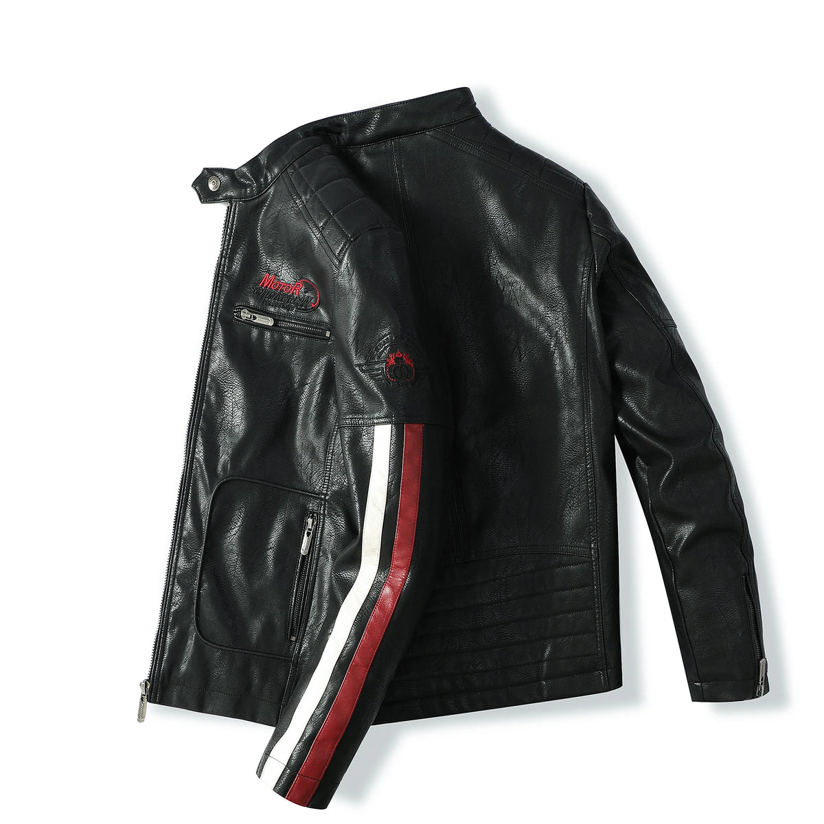 Blouson moto racing homme brodé avec doublure coton, vue de face - vue 5