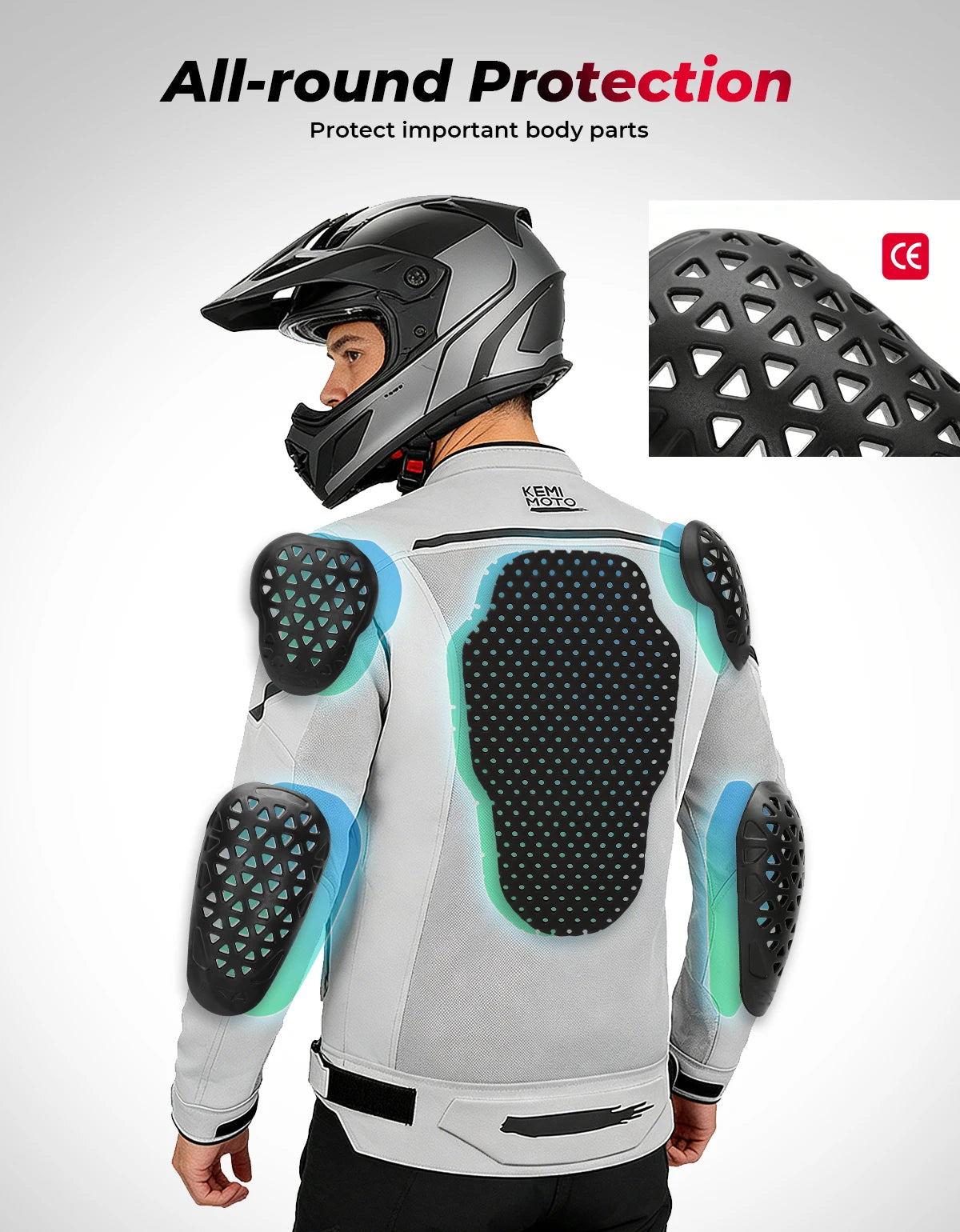 Blouson moto été respirant avec protections - vue - vue 2