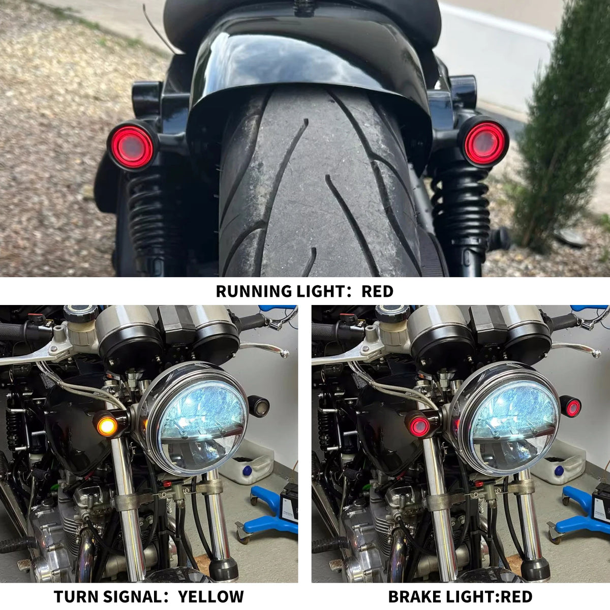 Clignotant LED arrière bullet filetage 10mm, feu stop et position, montage universel - vue 3