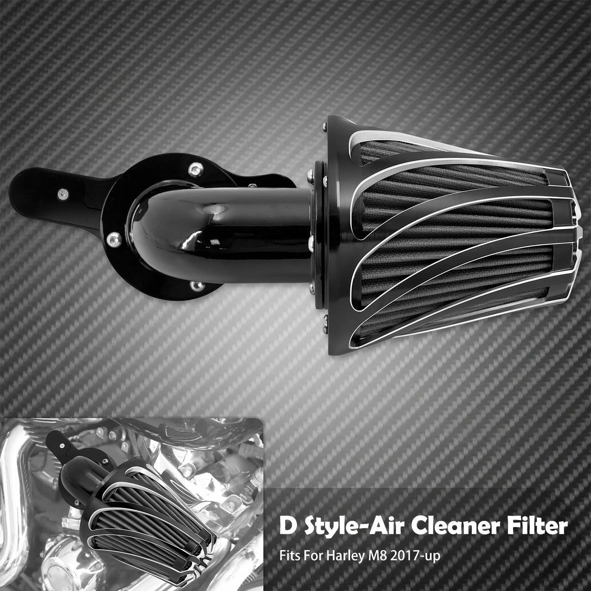 Kit Filtre à Air Noir en Aluminium - Harley-Davidson Sportster, Dyna, Softail et Touring – photo 9/10