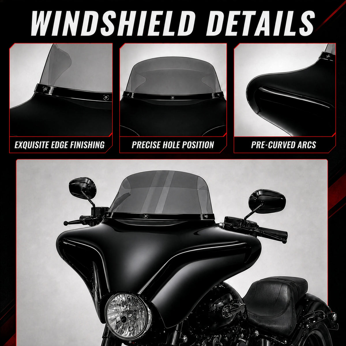 Carénage batwing avec pare-brise fumé pour Harley-Davidson Fat Boy - vue 6