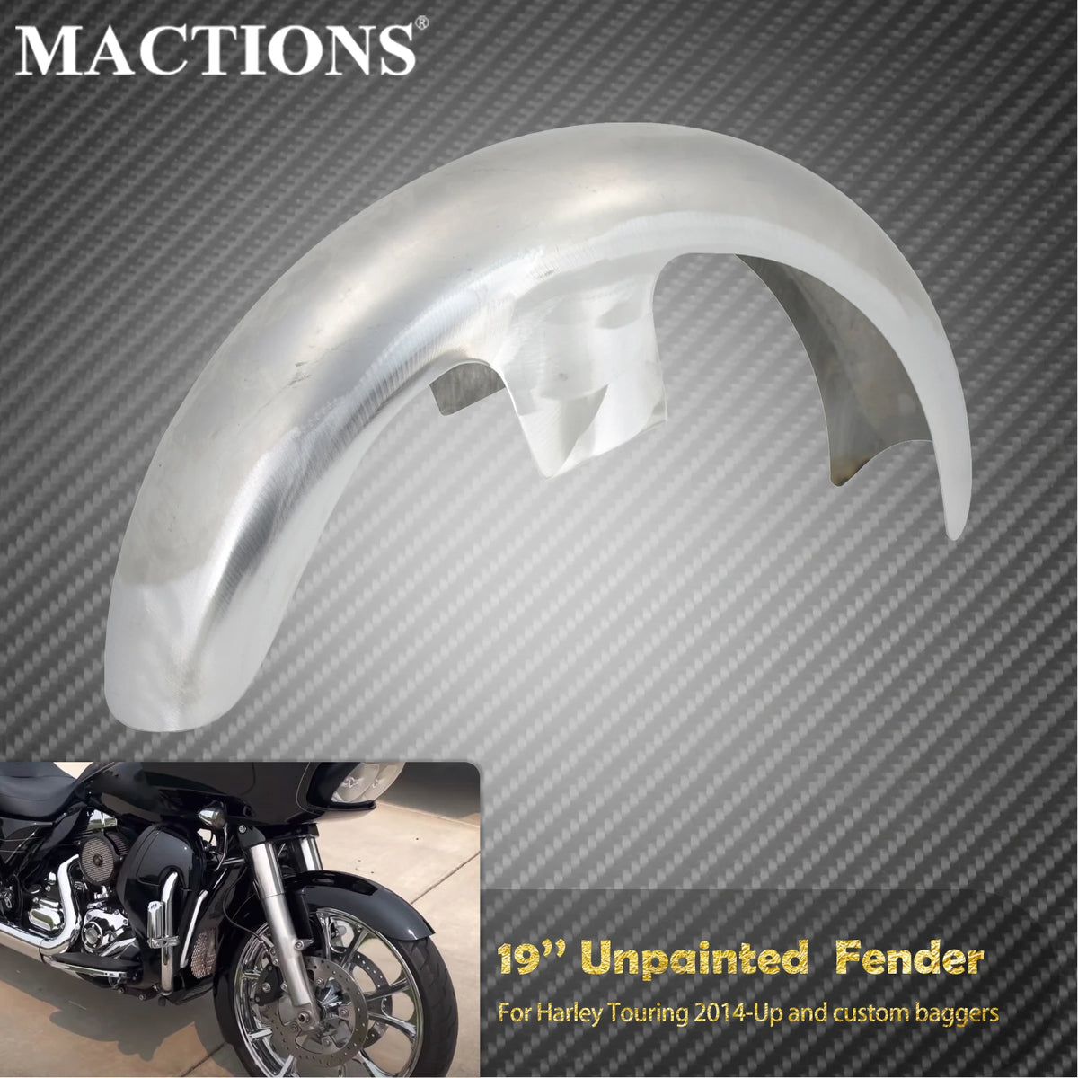 Garde-boue avant 19'' brut à peindre pour Harley-Davidson Touring, CVO Road/Electra Glide, baggers custom – photo 1/6