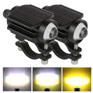 Petit phare LED rond bicolore blanc et ambre pour moto et véhicule tout-terrain - vue 1