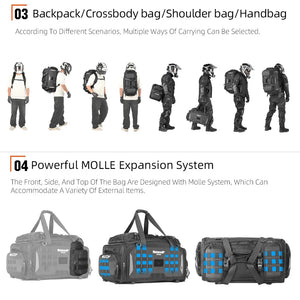 Sac de selle arrière moto Rhinowalk noir grande capacité avec sangles MOLLE - vue 3