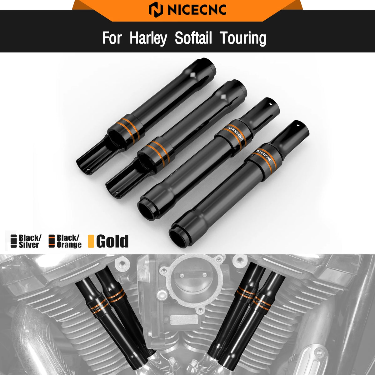 Caches de Tiges de Culbuteurs (Pushrod Cover) Aluminium - Harley-Davidson Touring & Softail M8 2017-2024 – photo 1/9