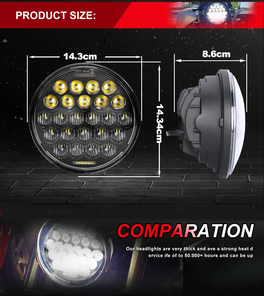 Phare LED 5,75 pouces pour Harley Dyna Softail - vue 3