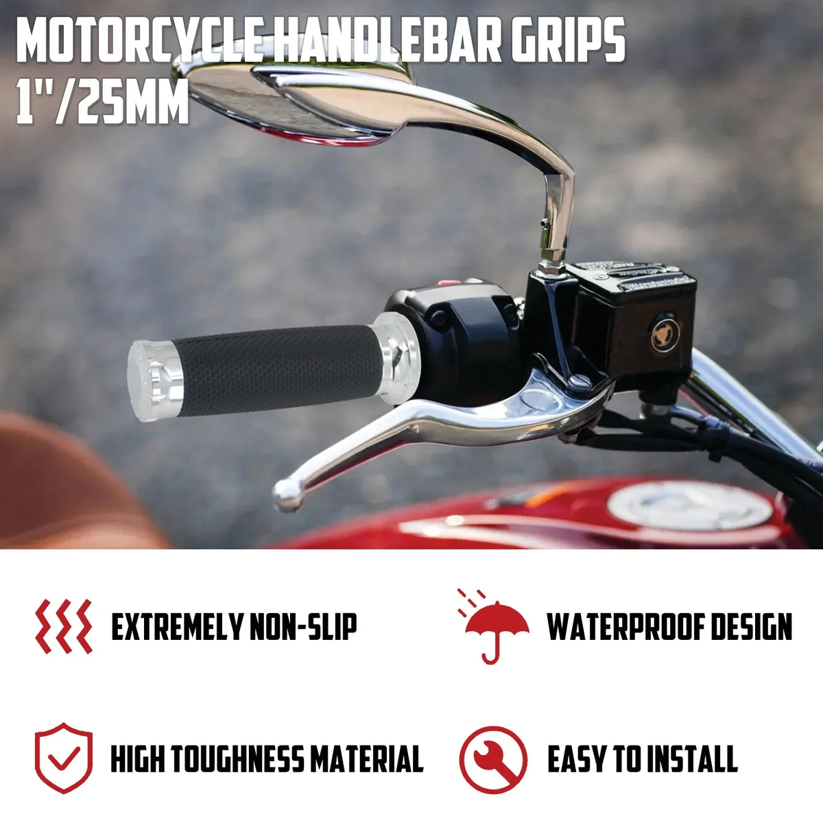 Poignées de guidon chromées pour Harley Sportster Dyna Softail - vue 3