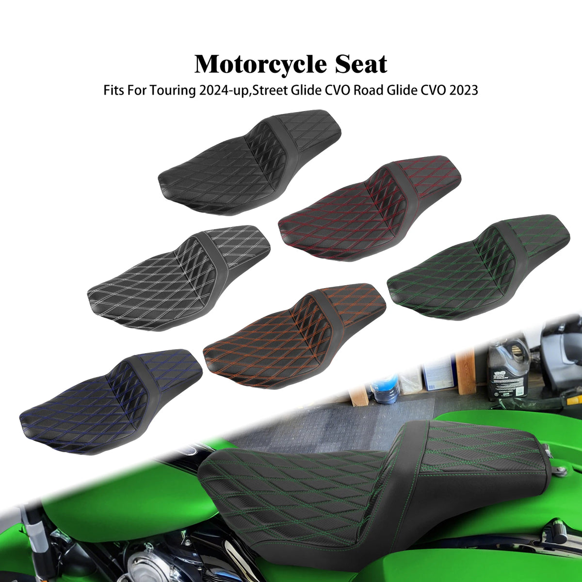 Selle biplace en cuir noir pour Harley-Davidson Touring - vue 1