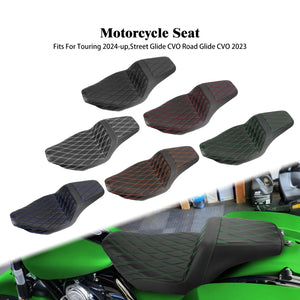 Selle biplace en cuir noir pour Harley-Davidson Touring - vue 1