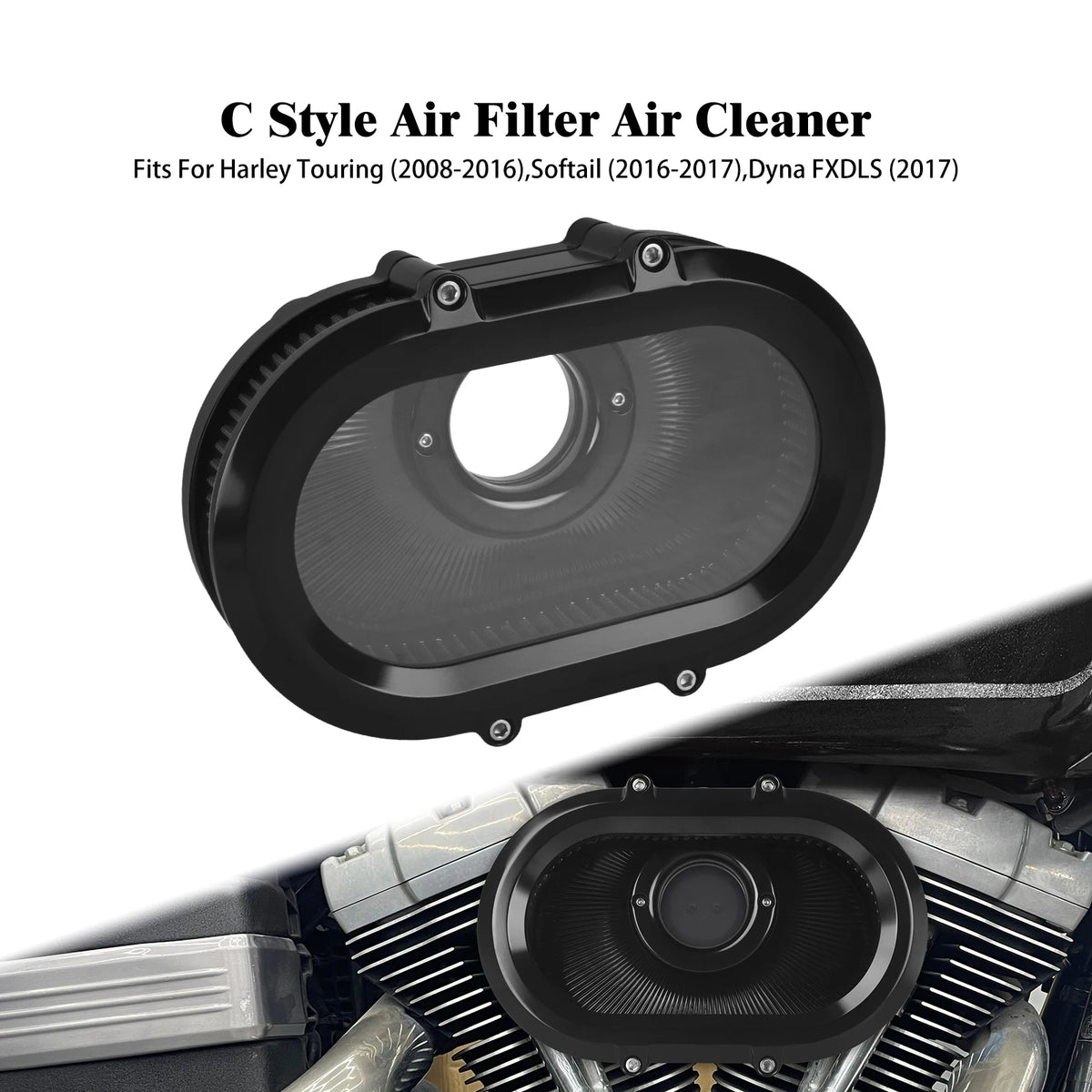 Filtre à Air avec Anneaux Décoratifs Interchangeables - Harley-Davidson Sportster, Dyna, Touring, Softail, Trike – photo 23/26