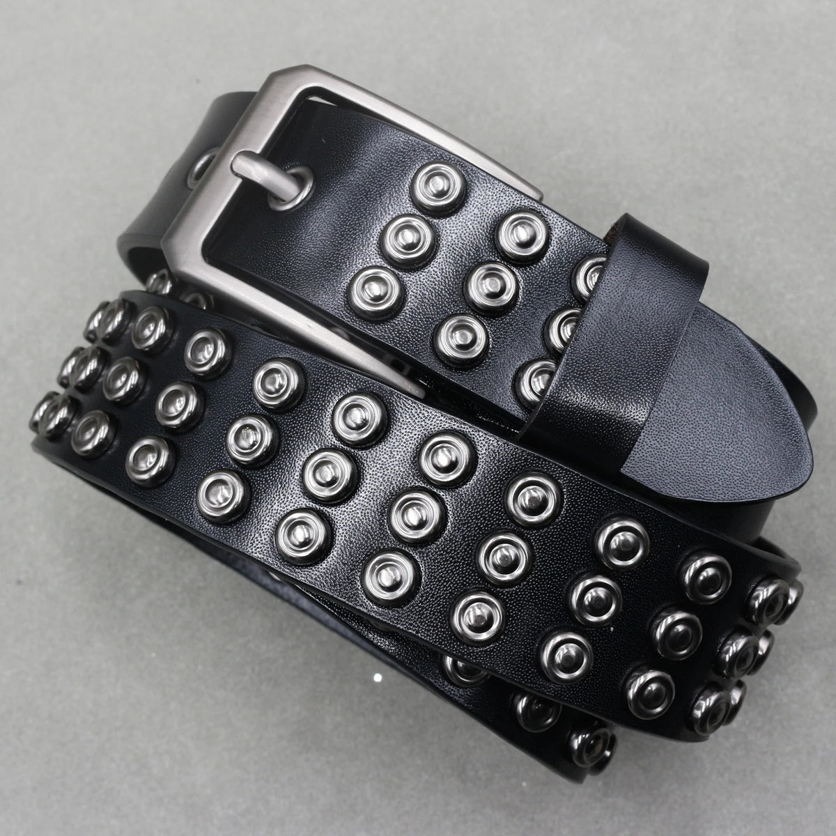 Ceinture en cuir véritable cloutée style rock - vue 10