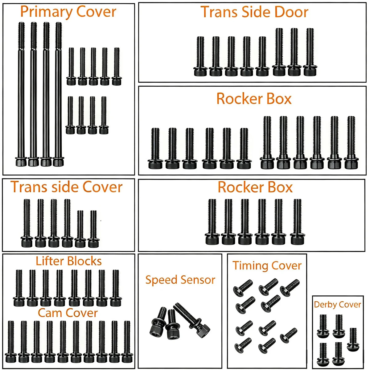 Kit de boulons moteur noirs pour Harley Touring - vue 3