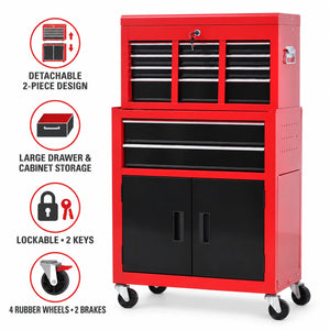 Chariot combo 6 tiroirs et armoire d'atelier 2 pièces avec roulettes – photo 1/8