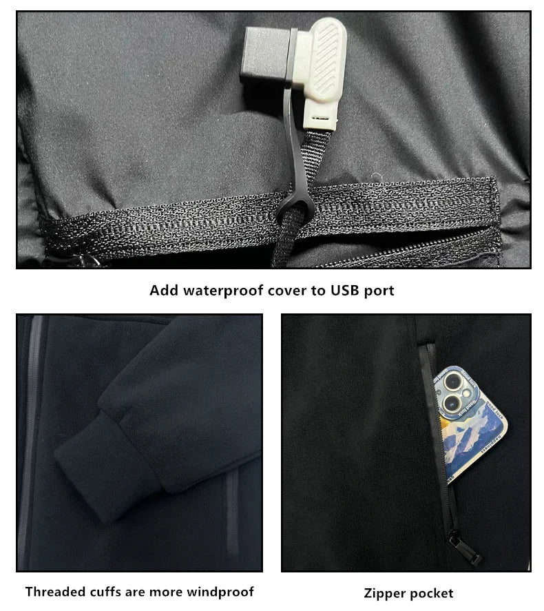 Veste chauffante polaire unisexe - Chauffage électrique 8 zones - vue 6