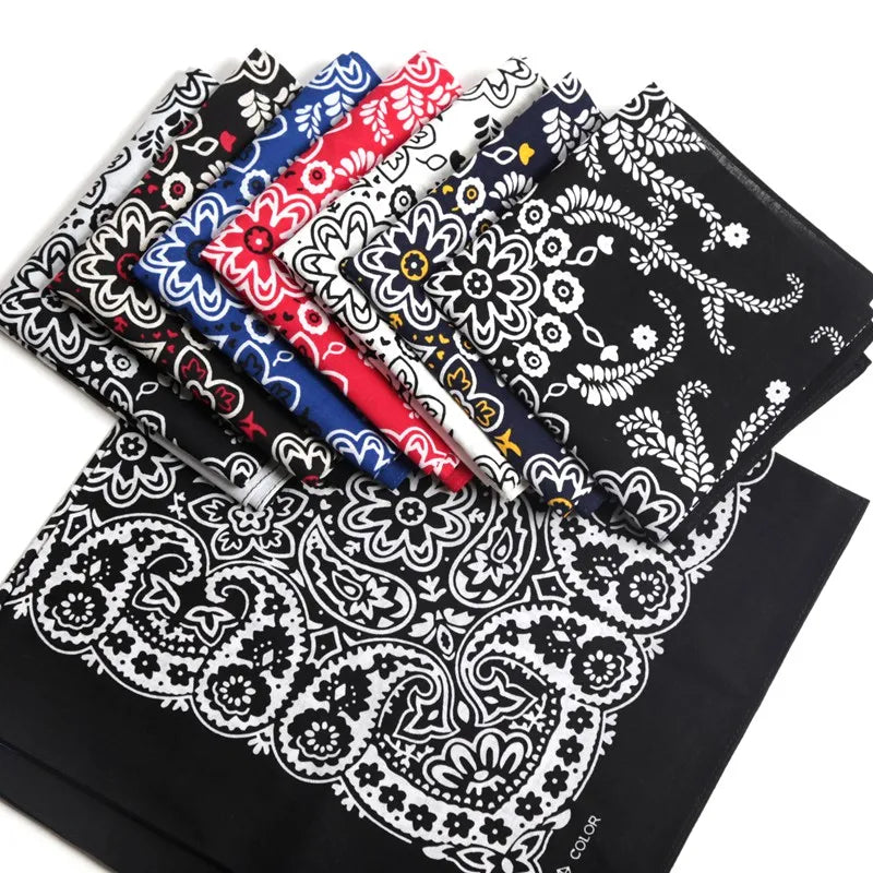 Bandana carré en coton motif cachemire - vue 4