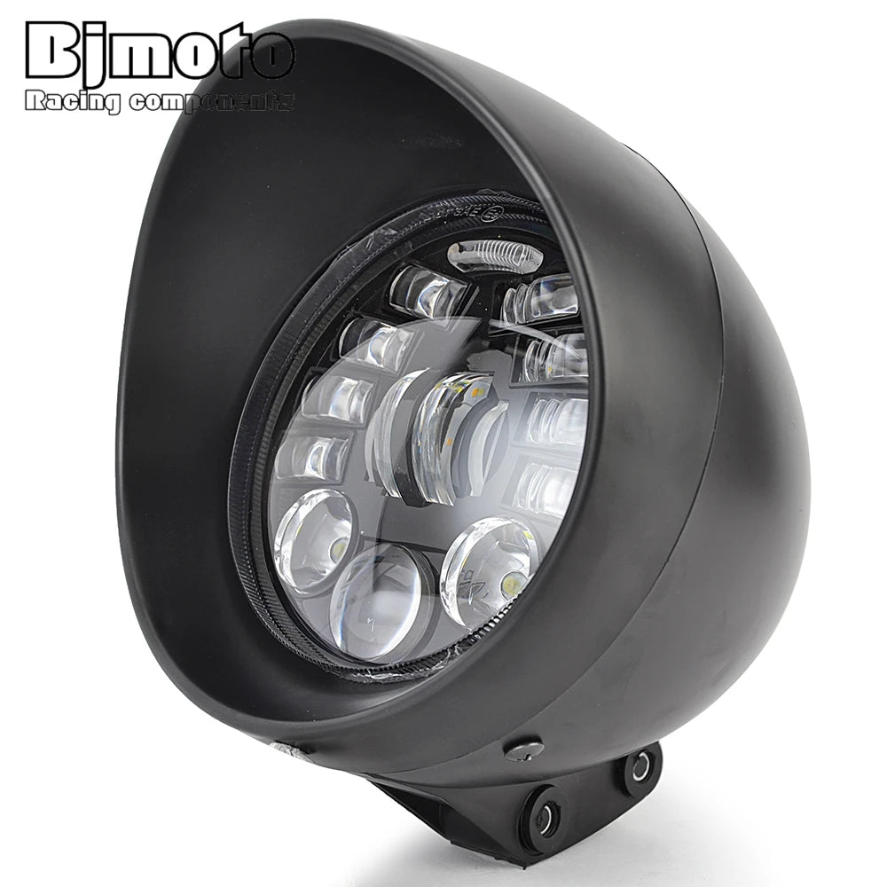 Phare LED rond noir 5,75 pouces pour moto custom et Harley-Davidson - vue 5
