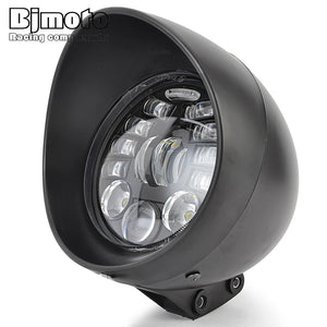 Phare LED rond noir 5,75 pouces pour moto custom et Harley-Davidson - vue 5