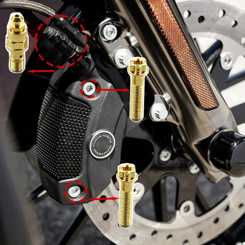 Boulons de Cache Étrier Avant en Titane pour Harley Touring, Softail – photo 2/12