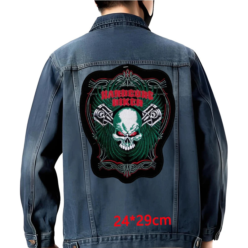 Grand écusson dorsal brodé style biker moto pour blouson - vue 34