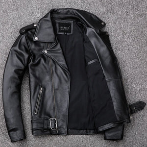 Blouson en cuir moto homme zip asymétrique - vue - vue 3