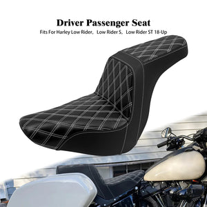 Selle biplace noire en cuir microfibre pour Harley-Davidson Softail - vue 9
