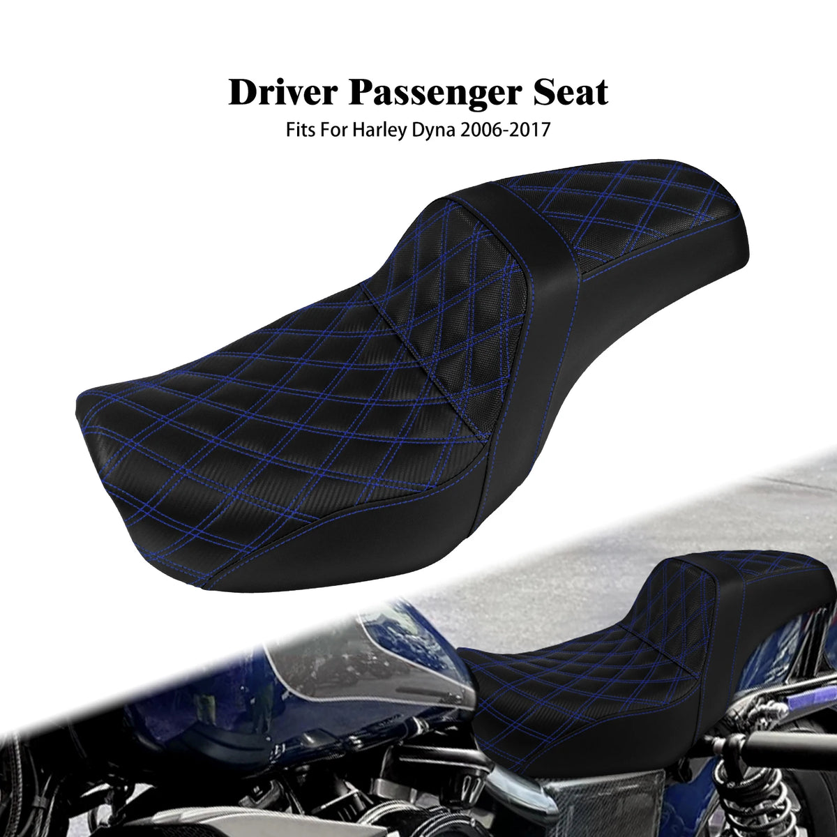 Selle biplace en cuir noir pour Harley-Davidson Dyna - vue 9