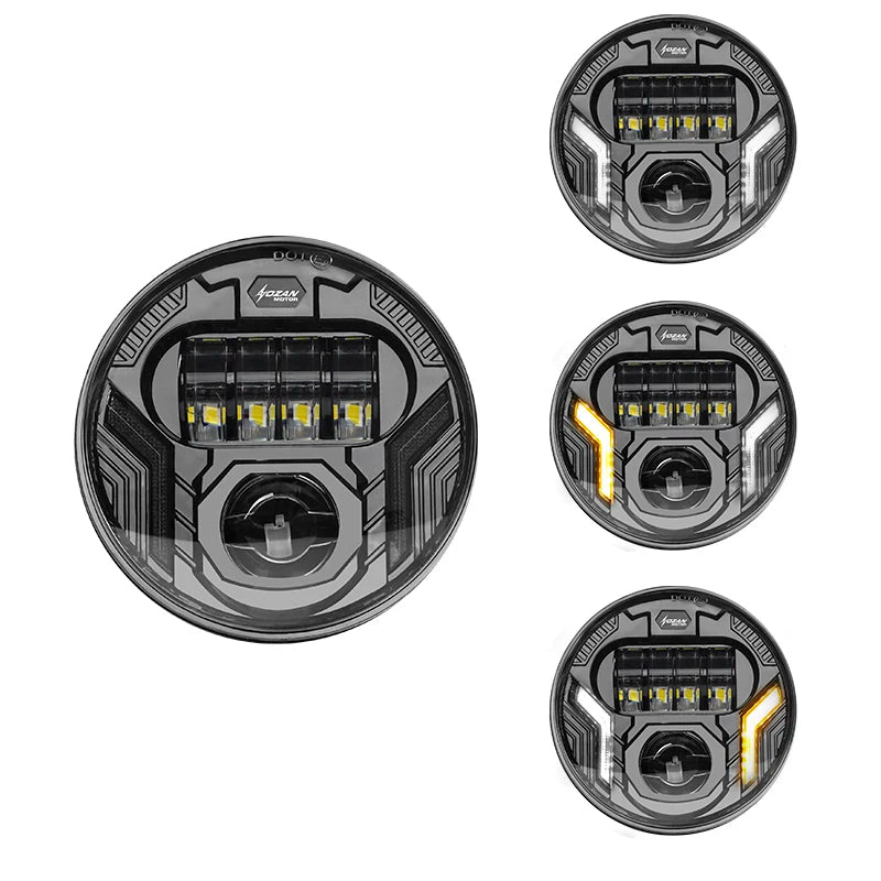 Phare LED style X 5,75 pouces avec feu de jour ambre pour moto rétro Harley Sportster et Scout - vue 16