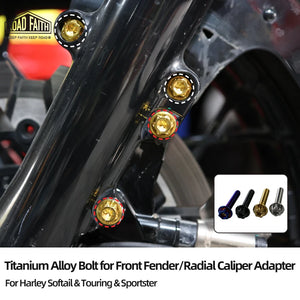 Kit de Boulons Titane Garde-boue Avant / Adaptateur d'Étrier Radial pour Harley Touring, Softail, Sportster – photo 1/14