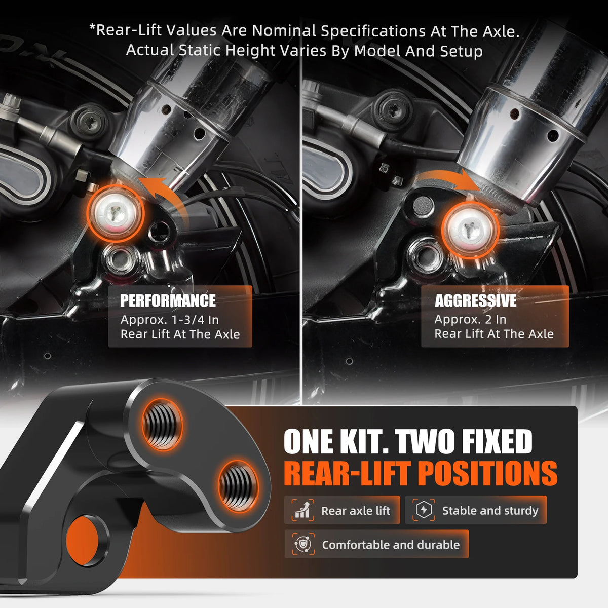 Kit de Rehausse Arrière 2 Positions pour Harley Dyna 2006-2017 – photo 3/6