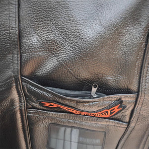 Gilet en cuir homme brodé sans manches - style biker - vue 3