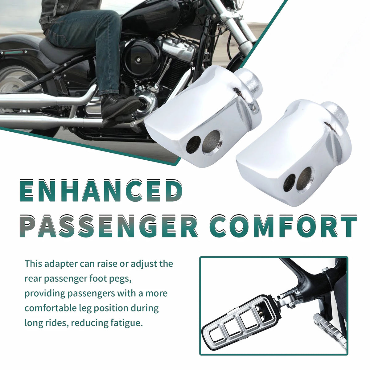Adaptateur de repose-pieds passager cannelé pour Harley-Davidson Softail 2018-2020 – photo 5/6