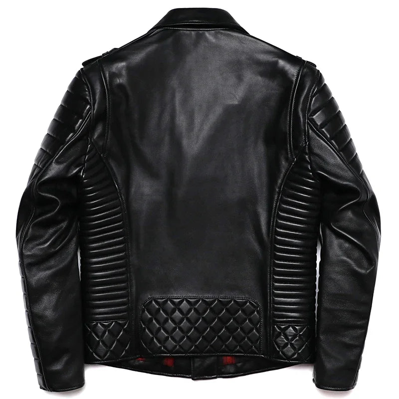 Veste en cuir d'agneau coupe slim - vue de face - vue 2