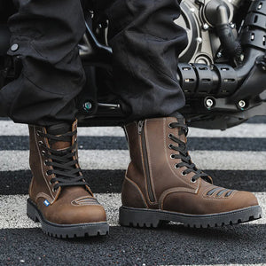 Bottes moto montantes en cuir - vue détail