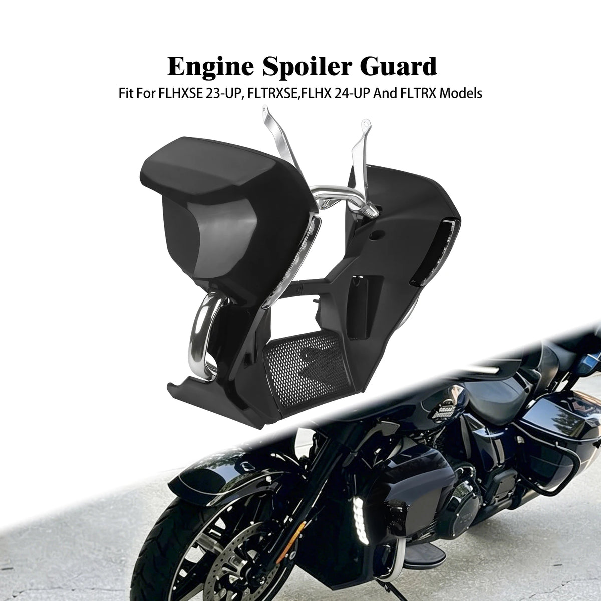 Kit bas de carénage noir et chromé pour Harley-Davidson Touring - vue 1